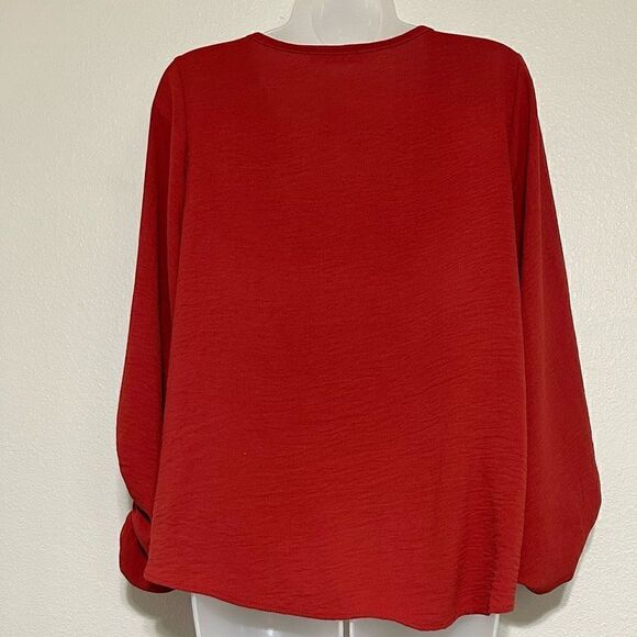 Entro Blouse Women’s Small Rust Colored Balloon Sleeves Flowy Silhouette EUC - Picture 5 of 10